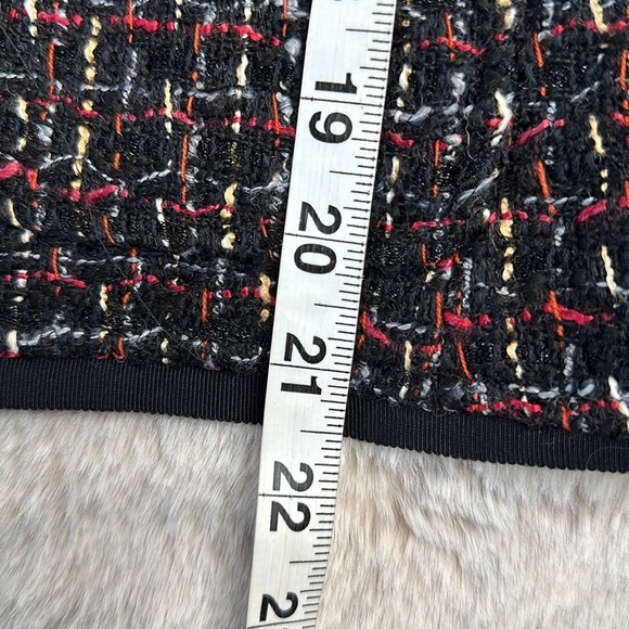 Talbots | Black with Red, Gold, & White Color Tweed Waist Jacket - Picture 7 of 11